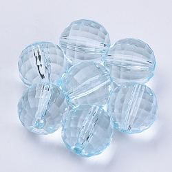 Transparent Acrylic Beads, Faceted, Round, Light Cyan, 8x8mm, Hole: 1.5mm, about 1770pcs/500g(TACR-Q254-8mm-V38)
