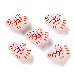 Handmade Lampwork Beads, Fish, White, 14x20x9mm, Hole: 1.2mm(LAMP-S068-05A)