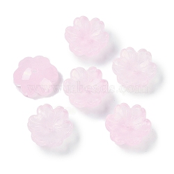 Transparent Spray Paint Glass Beads, Flower, Lavender Blush, 14x14x5mm, Hole: 1.5mm(GLAA-H035-04G)