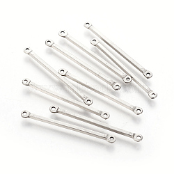 201 Stainless Steel Links connectors, Bar, Stainless Steel Color, 36x1.5x1.5mm, Hole: 1.2mm(X-STAS-G192-01P)