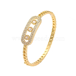 Rectangle Rack Plating Brass Micro Pave Cubic Zirconia Bracelets for Women, Long-Lasting Plated, Cadmium Free & Lead Free, Real 18K Gold Plated, 1/2 inch(1.25cm), Inner Diameter: 2-1/8 inch(5.3cm)(BJEW-M040-07G)