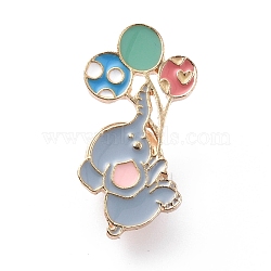 Animal with Balloon Enamel Pin, Brooches, Light Gold Alloy Badge for Backpack Clothes, Colorful, 23~27x15.5~25x2mm, pin: 1mm(ENAM-K021-01A)