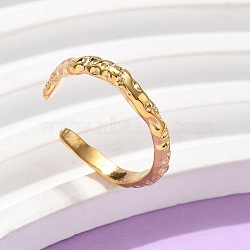 304 Stainless Steel Cuff Rings, Real 18K Gold Plated, 4mm, Adjustable(RJEW-H246-01G-02)