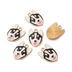 Alloy Enamel Pendants, Golden, Dog, Black, 22x16x2.5mm, Hole: 2.5mm(FIND-CJC0003-86KCG)