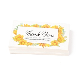 Thank You for Supporting My Business Card, for Decorations, Rectangle with Sunflower Pattern, Yellow, 90x50x0.4mm, 50pcs/bag(X-DIY-L051-012D)