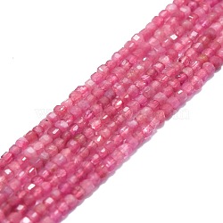 Natural Pink Tourmaline Beads Strands, Faceted, Cube, 2x2x2mm, Hole: 0.6mm, about 182pcs/strand, 15.16''~15.55''(38.5~39.5cm)(G-P457-B01-02B)