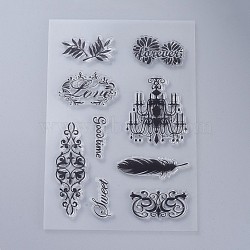 Silicone Stamps, for DIY Scrapbooking, Photo Album Decorative, Cards Making, Stamp Sheets, Feather Pattern, 160x110x3mm(DIY-L036-F13)
