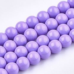 Painted Glass Bead Strands, Baking Paint, Round, Violet, 6mm, Hole: 1.3~1.6mm, about 133pcs/strand, 31.4 inch(DGLA-S071-6mm-B38)