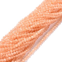 Cat Eye Beads Strands, Round, Faceted, Light Salmon, 3mm, Hole: 0.2mm, 14.17 inch(36cm), 122pcs/strand(CE-I005-B27)
