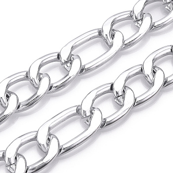 Aluminum Faceted Figaro Chain, Diamond Cut, Unwelded, Silver, 26x15x3.5mm, Small oval: 21x14.5x3.5mm