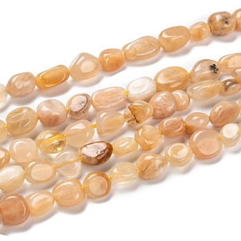 Natural Sunstone Beads Strands, Nuggets, Tumbled Stone, 5~8.5x5.5~7x3.5~4mm, Hole: 0.7mm, about 64pcs/strand, 16.34''(41.5cm)