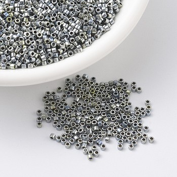 MIYUKI Delica Beads, Cylinder, Japanese Seed Beads, 11/0, (DB0545) Silver Blue Gold Iris(Palladium Plated AB), 1.3x1.6mm, Hole: 0.8mm, about 2000pcs/10g
