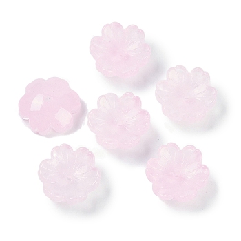 Transparent Spray Paint Glass Bead Caps, Flower, Lavender Blush, 14x14x5mm, Hole: 1.5mm