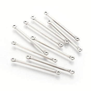 201 Stainless Steel Links connectors, Bar, Stainless Steel Color, 36x1.5x1.5mm, Hole: 1.2mm