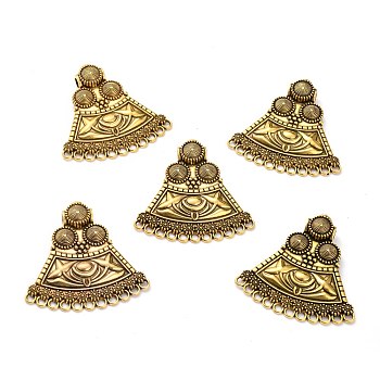 Tibetan Style Alloy Chandelier Component Links, Triangle, Antique Golden, 53x53.3x9mm, Hole: 4.5 & 2.7mm