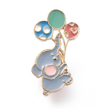 Animal with Balloon Enamel Pin, Brooches, Light Gold Alloy Badge for Backpack Clothes, Colorful, 23~27x15.5~25x2mm, pin: 1mm