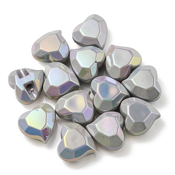 UV Plating Rainbow Iridescent Acrylic Beads, Heart, Light Grey, 22x23x13mm, Hole: 3.5mm