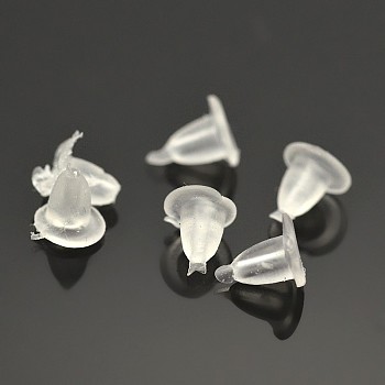 Plastic Ear Nuts, Clear, 4x4mm, Hole: 0.5mm, about 10000pcs/bag