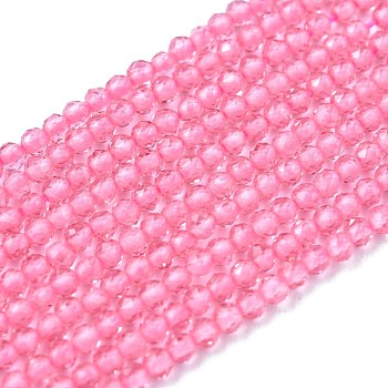 Glass Beads Strands, Imitation Quartz, Faceted, Round, Pearl Pink, 2mm, Hole: 0.5mm,  about 175pcs/strand, 14.9 inch(38cm)