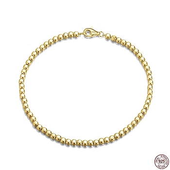 925 Sterling Silver Ball Chain Bracelets, with S925 Stamp, Golden, 7-1/8 inch(18cm)