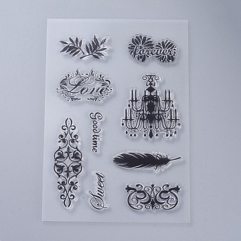 Silicone Stamps, for DIY Scrapbooking, Photo Album Decorative, Cards Making, Stamp Sheets, Feather Pattern, 160x110x3mm