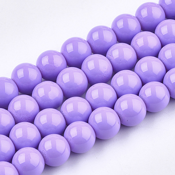 Painted Glass Bead Strands, Baking Paint, Round, Violet, 6mm, Hole: 1.3~1.6mm, about 133pcs/strand, 31.4 inch