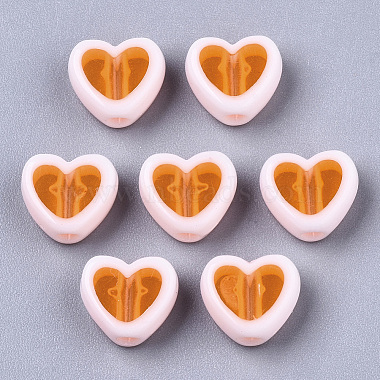 Orange Heart Acrylic Beads