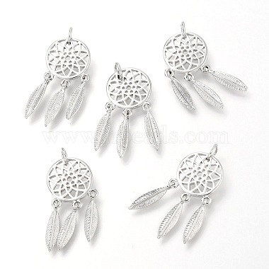 Real Platinum Plated Feather Brass Pendants