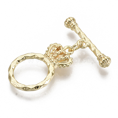 Real 18K Gold Plated Crown Brass Toggle Clasps