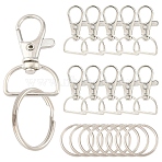 20Pcs Alloy Swivel Clasps, with 20Pcs Iron Split Key Rings, Platinum, 39x24.5x6mm(FIND-YW0007-78)