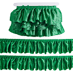 Pleated Satin Ribbons, for Clothes Accessories, Green, 3-3/8 inch(85mm), about 5.00 Yards(4.57m)/Set(SRIB-GA0001-20B)