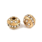 304 Stainless Steel Rhinestone Beads, Rondelle, Ion Plating(IP), Golden, 10x8mm, Hole: 1.6mm(RB-CBA72D5-02G)