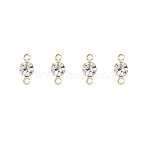 Iron Crystal Rhinestone Connector Charms, Flat Round Links, Light Gold, 8x4x3mm, Hole: 1mm(FIND-WH20007-25B-KCG)