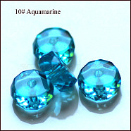 K9 Glass, Imitation Austrian Crystal Beads, Grade AAA, Faceted, Flat Round, Deep Sky Blue, 8x3.5mm, Hole: 0.9~1mm(SWAR-F078-4x8mm-10)