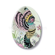Embossed Retro Acrylic Pendants, for Earring Making, Oval with Bird Pattern, Colorful, 30x21x2.5mm, Hole: 1.6mm(SACR-G014-06)