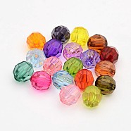 Faceted Transparent Acrylic Round Beads, Mixed Color, 8mm, Hole: 1.5mm, about 1800pcs/500g(DB8MM-M)