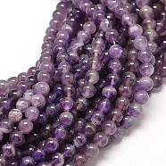 Natural Amethyst Round Bead Strands, 8mm, Hole: 1mm, about 49pcs/strand, 16 inch(G-P072-29-8mm)