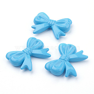 Opaque Acrylic Beads, Bowknot, Deep Sky Blue, Size: about 36mm long, 46mm wide, 9mm thick, hole: 1mm, about 65pcs/500g(MACR-S065-4-1)