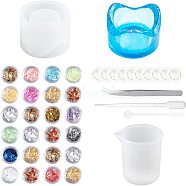 ARRICRAFT DIY Silicone Candle Holder Molds Kits, Resin Casting Molds, with Transparent Plastic Round Stirring Rod, Disposable Latex Finger Cots, Nail Art Sequins/Paillette, UV Gel Nail Art Tinfoil, Mixed Color, 48x63mm(DIY-AR0001-10)