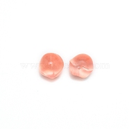 Glass Beads, Nuggets, Half Drilled, for DIY Hair Accessories, Salmon, 13x12x11.5mm, Hole: 1.2mm(GGLA-WH0030-01F)