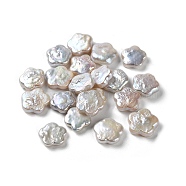 Natural Keshi Pearl Cultured Freshwater Pearl Beads, No Hole, Baroque Pearls, Flower, WhiteSmoke, 10.5~11.5x10.5~11.5x2.5~3mm(PEAR-E020-36)