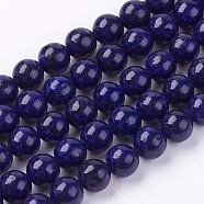 Dyed Natural Lapis Lazuli Bead Strands, Round, 8~9mm, Hole: 1mm, about 46pcs/strand, 15.3 inch(X-G-R173-8mm-01)