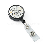 ABS Plastic Retractable Badge Reel, Card Holders, with Platinum Snap Buttons, ID Badge Holder Retractable for Nurses, Flat Round, Word, 85x17mm(AJEW-WH0176-32Q)