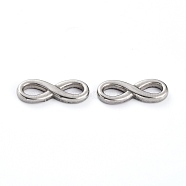 304 Stainless Steel Links Connectors, Infinity, Stainless Steel Color, 8x21x3mm, Hole: 7mm(STAS-B005-08P)