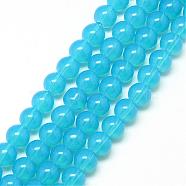 Baking Painted Glass Beads Strands, Imitation Opalite, Round, Deep Sky Blue, 8mm, Hole: 1.3~1.6mm, about 100pcs/strand, 31.4 inch(DGLA-Q023-8mm-DB25)