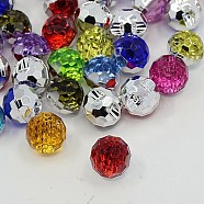 Acrylic Rhinestone Buttons, 1-Hole, Faceted, Round, Mixed Color, 12x11x10mm, Hole: 1mm(BUTT-J005-M)