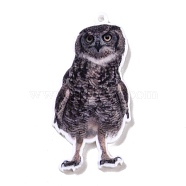 Printed Opaque Acrylic Pendants, Animal Theme, Owl, 40x20x2.5mm, Hole: 1.5mm(SACR-G029-01C)