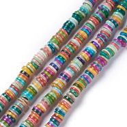 Natural Freshwater Shell Beads Strands, Dyed, Heishi Beads, Flat Round/Disc, Mixed Color, 8~8.5x1~3mm, Hole: 1mm, about 210pcs/strand, 15.39 inch(39.1cm)(X-BSHE-I016-04F)