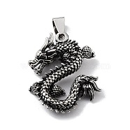 Tibetan Style Alloy Pendants, Dragon Charms, Antique Silver, 31.5x24.5x7mm, Hole: 8x4.5mm(TIBE-L012-039AS-08)