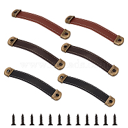 6 Sets 3 Colors PU Leather Drawer Handles, Door Pull Handles, Cabinet Pull Strap, with Alloy Buckles & Screws, Mixed Color, 143x21x3mm, 2 sets/color(DIY-GF0006-72)